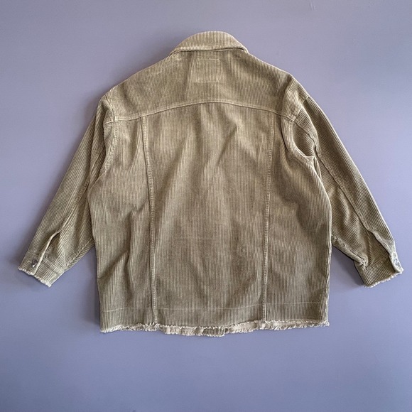 Zara Outerwear Corduroy Trucker Jacket | Size XS | Olive‎ Green Fringe Hem - Picture 3 of 9